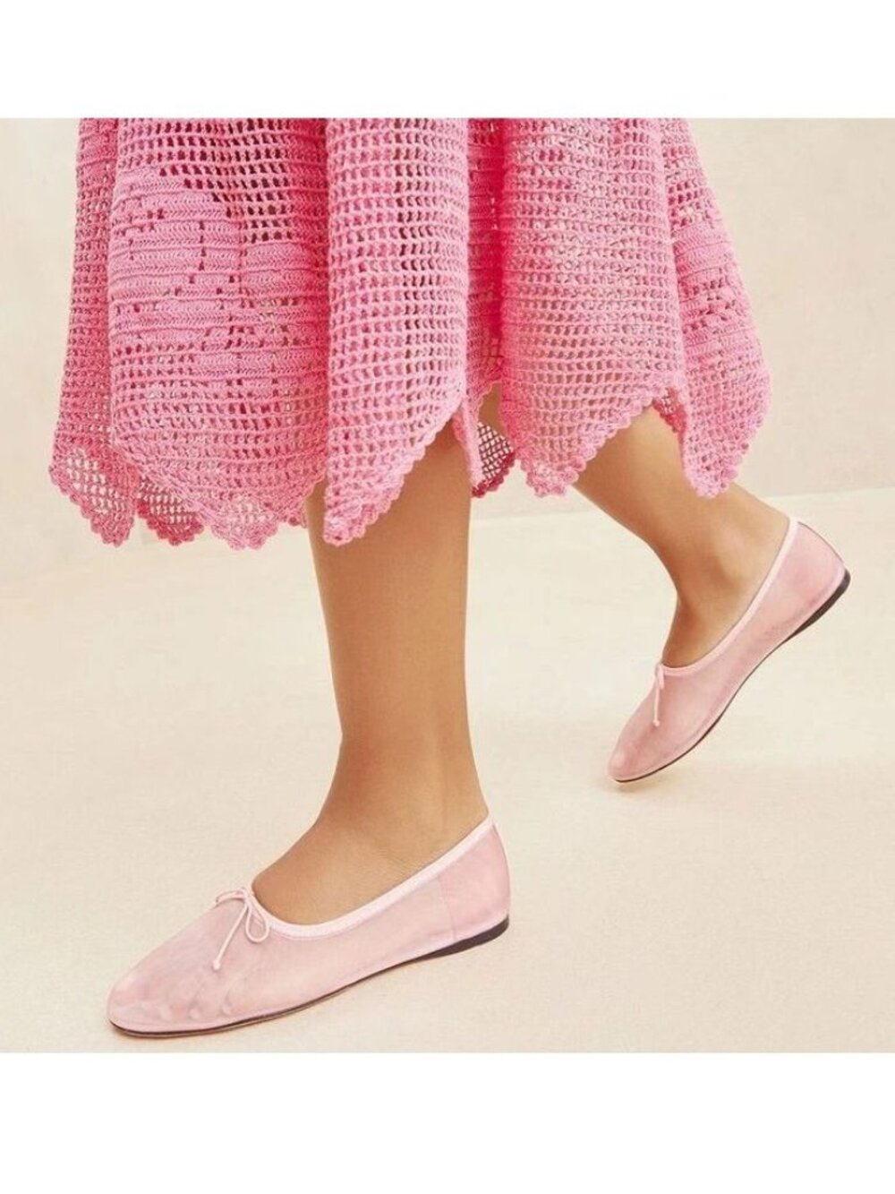 Loeffler Randall Landon Soft Ballet Flats Sz 10 Light Pink Mesh Leather NEW $250